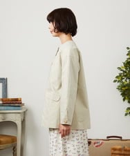 GJJDD31330 Jocomomola(ホコモモラ) 裏地プリント  ノーカラーミドル丈コート ベージュ