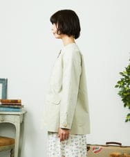 GJJDD31330 Jocomomola(ホコモモラ) 裏地プリント  ノーカラーミドル丈コート ベージュ