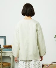 GJJDD31330 Jocomomola(ホコモモラ) 裏地プリント  ノーカラーミドル丈コート ベージュ