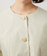 GJJDD31330 Jocomomola(ホコモモラ) 裏地プリント  ノーカラーミドル丈コート ベージュ