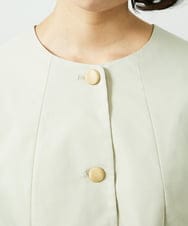 GJJDD31330 Jocomomola(ホコモモラ) 裏地プリント  ノーカラーミドル丈コート ベージュ