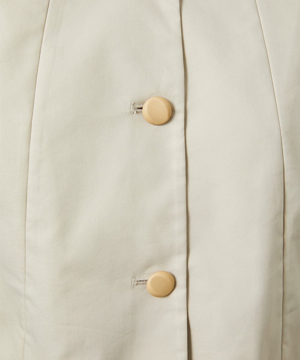 GJJDD31330 Jocomomola(ホコモモラ) 裏地プリント  ノーカラーミドル丈コート ベージュ