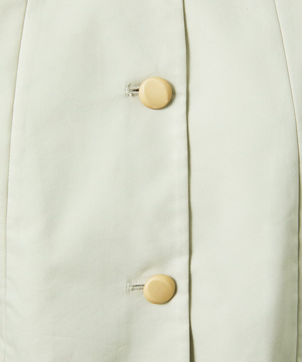 GJJDD31330 Jocomomola(ホコモモラ) 裏地プリント  ノーカラーミドル丈コート ベージュ