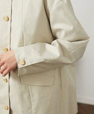 GJJDD31330 Jocomomola(ホコモモラ) 裏地プリント  ノーカラーミドル丈コート ベージュ