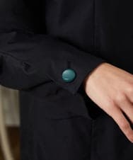 GJJDD31330 Jocomomola(ホコモモラ) 裏地プリント  ノーカラーミドル丈コート ブラック