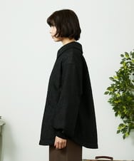 GJJDD37360 Jocomomola(ホコモモラ) Linea フラワージャカード 中綿入りコート ブラック