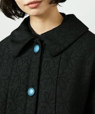 GJJDD37360 Jocomomola(ホコモモラ) Linea フラワージャカード 中綿入りコート ブラック
