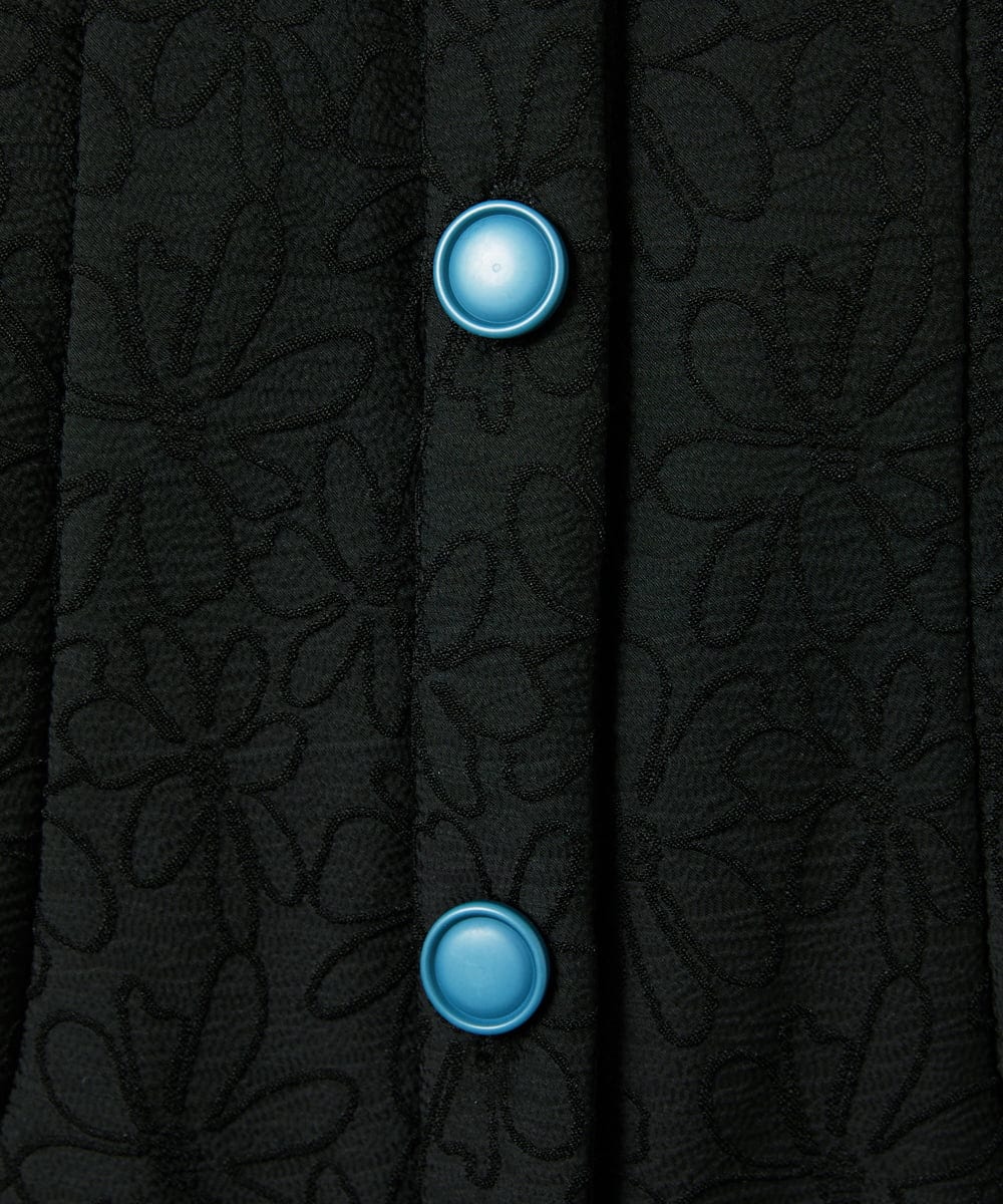 GJJDD37360 Jocomomola(ホコモモラ) Linea フラワージャカード 中綿入りコート ブラック