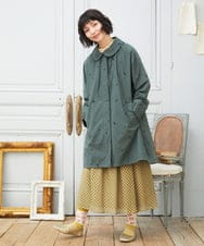 GJJDE03380 Jocomomola(ホコモモラ) Molino de vientoycasa 刺繍ロングコート グリーン