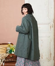 GJJDE03380 Jocomomola(ホコモモラ) Molino de vientoycasa 刺繍ロングコート グリーン