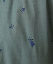 GJJDE03380 Jocomomola(ホコモモラ) Molino de vientoycasa 刺繍ロングコート グリーン