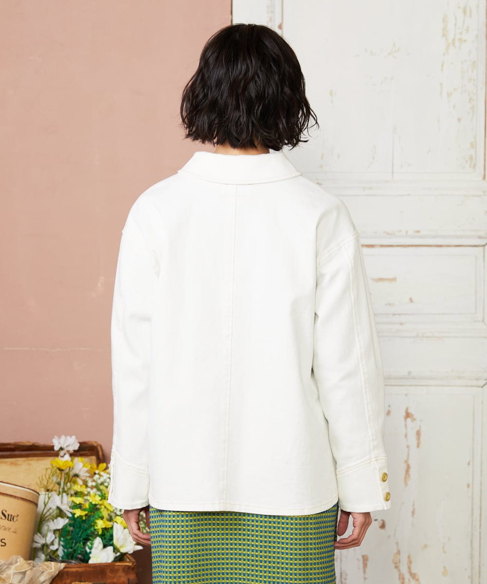 GJJDE40250 Jocomomola(ホコモモラ) カツラギワークジャケット アイボリー