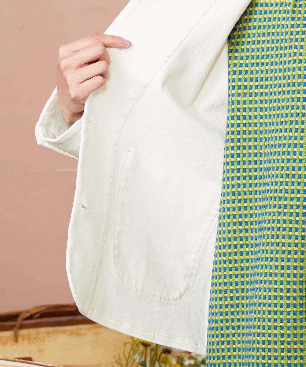 GJJDE40250 Jocomomola(ホコモモラ) カツラギワークジャケット アイボリー