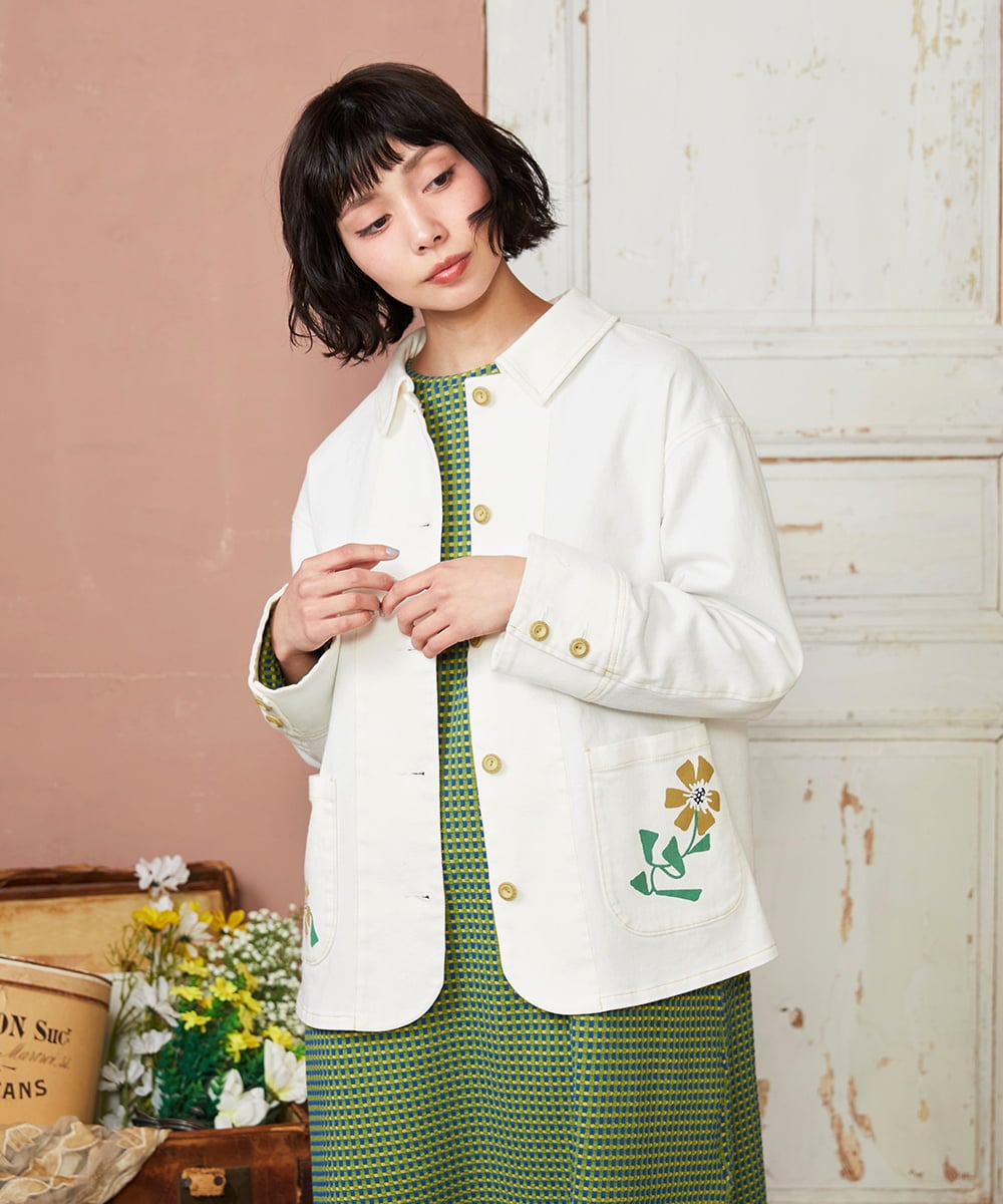 GJJDE40250 Jocomomola(ホコモモラ) カツラギワークジャケット アイボリー