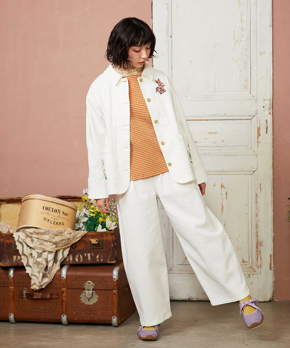 GJJDE40250 Jocomomola(ホコモモラ) カツラギワークジャケット アイボリー