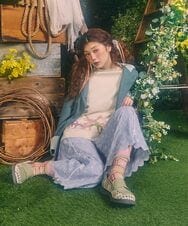 GJJDE43350 Jocomomola(ホコモモラ) Chorlito 千鳥チェックフード付きジャケット グリーン