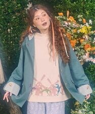 GJJDE43350 Jocomomola(ホコモモラ) Chorlito 千鳥チェックフード付きジャケット グリーン