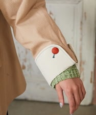 GJJDE43350 Jocomomola(ホコモモラ) Chorlito 千鳥チェックフード付きジャケット ベージュ