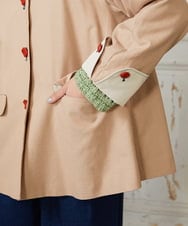 GJJDE43350 Jocomomola(ホコモモラ) Chorlito 千鳥チェックフード付きジャケット ベージュ