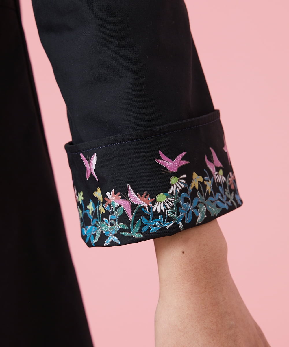 GJJDS30330 Jocomomola(ホコモモラ) 袖裏プリント ステンカラーコート イエロー