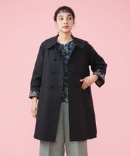 袖裏プリント ダブルボタンコート(ステンカラーコート