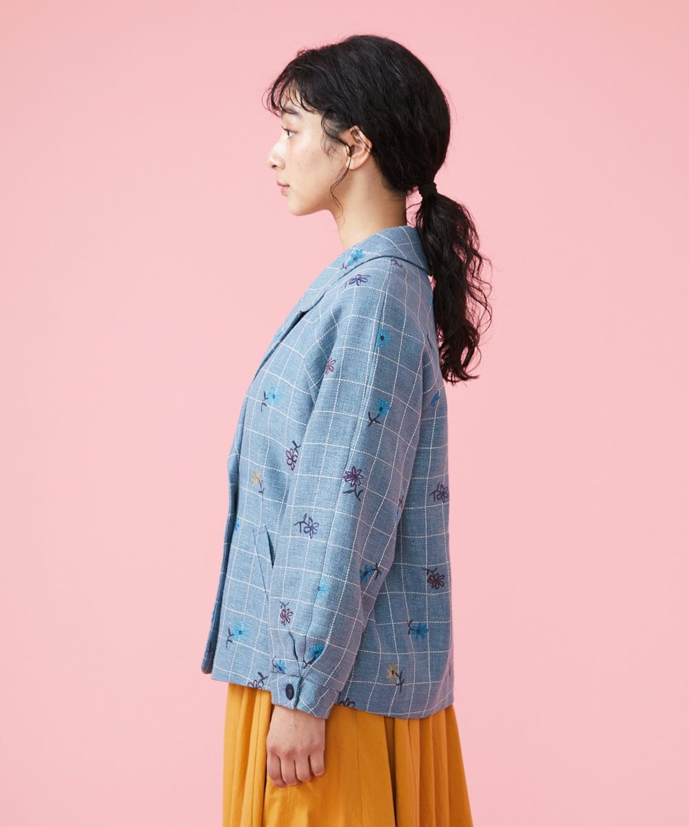 GJJDT37430 Jocomomola(ホコモモラ) Par ventana 刺繍ジャケット ブルー