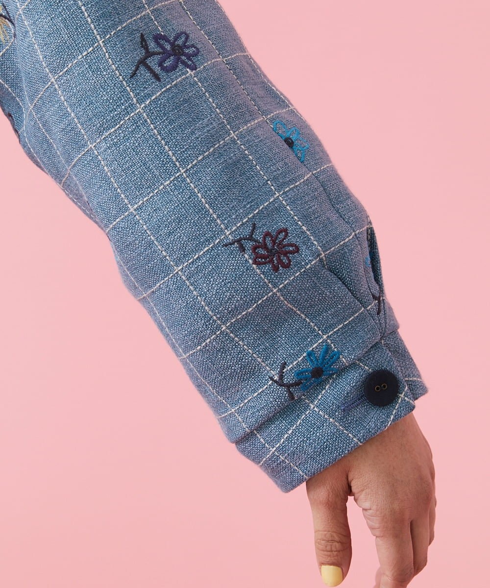 GJJDT37430 Jocomomola(ホコモモラ) Par ventana 刺繍ジャケット ブルー