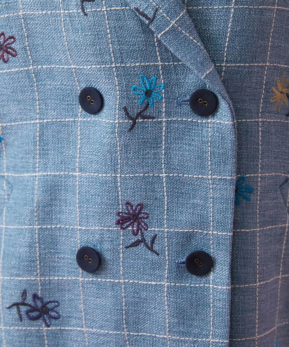 GJJDT37430 Jocomomola(ホコモモラ) Par ventana 刺繍ジャケット ブルー