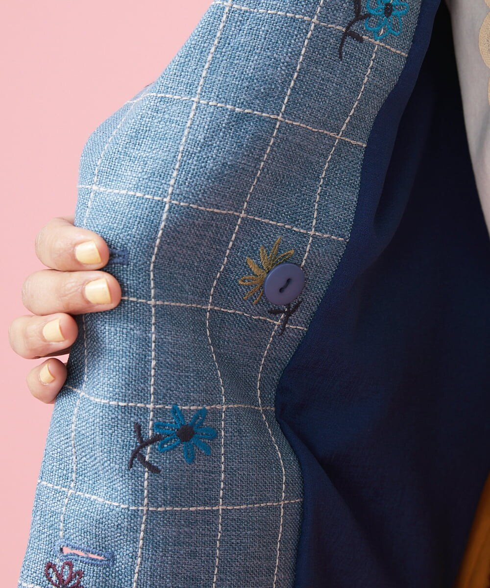 GJJDT37430 Jocomomola(ホコモモラ) Par ventana 刺繍ジャケット ブルー