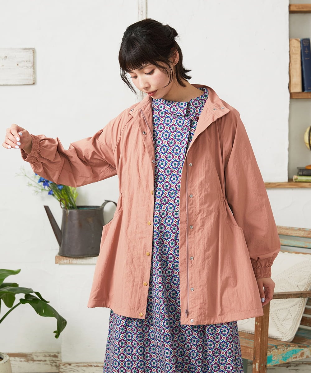 GJJFD31270 Jocomomola(ホコモモラ) Lisa ナイロンミドル丈スプリングコート ピンク