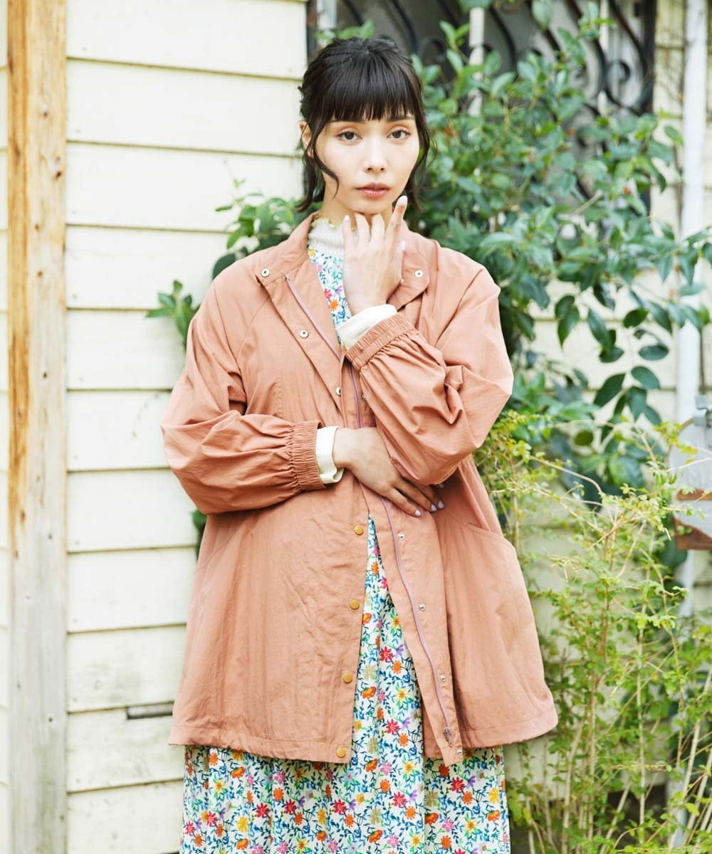 GJJFD31270 Jocomomola(ホコモモラ) Lisa ナイロンミドル丈スプリングコート ピンク