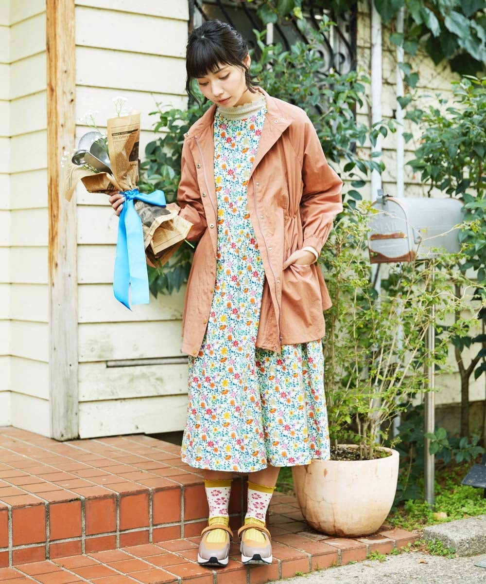 GJJFD31270 Jocomomola(ホコモモラ) Lisa ナイロンミドル丈スプリングコート ピンク