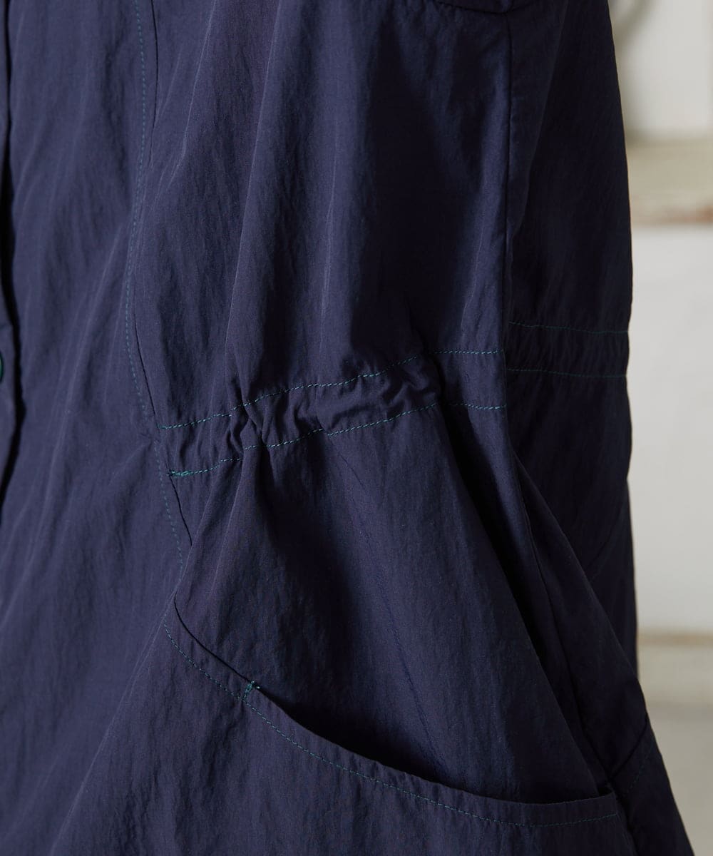 GJJFD31270 Jocomomola(ホコモモラ) Lisa ナイロンミドル丈スプリングコート ネイビー