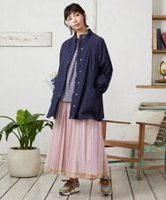 GJJFD31270 Jocomomola(ホコモモラ) Lisa ナイロンミドル丈スプリングコート ネイビー