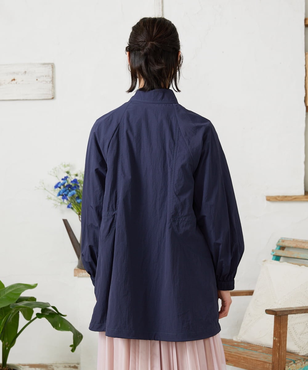 GJJFD31270 Jocomomola(ホコモモラ) Lisa ナイロンミドル丈スプリングコート ネイビー