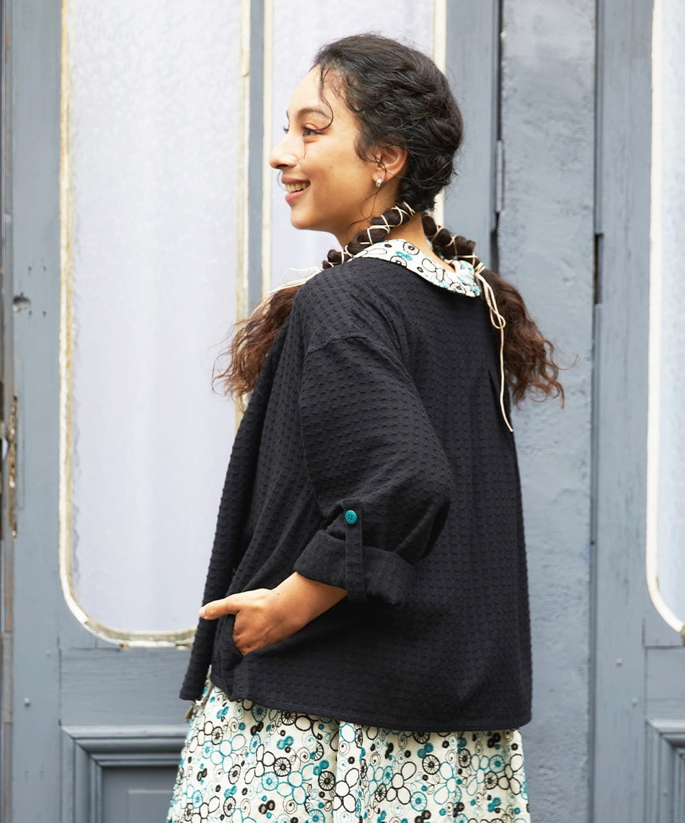 GJJFD35240 Jocomomola(ホコモモラ) Encrucijada ドビーノーカラージャケット ブラック