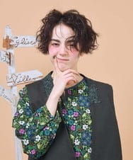 GJJJB04250 Jocomomola(ホコモモラ) Encaje de Animal フラワーレースジレ グリーン