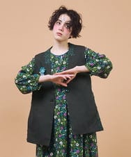 GJJJB04250 Jocomomola(ホコモモラ) Encaje de Animal フラワーレースジレ ダークグレー