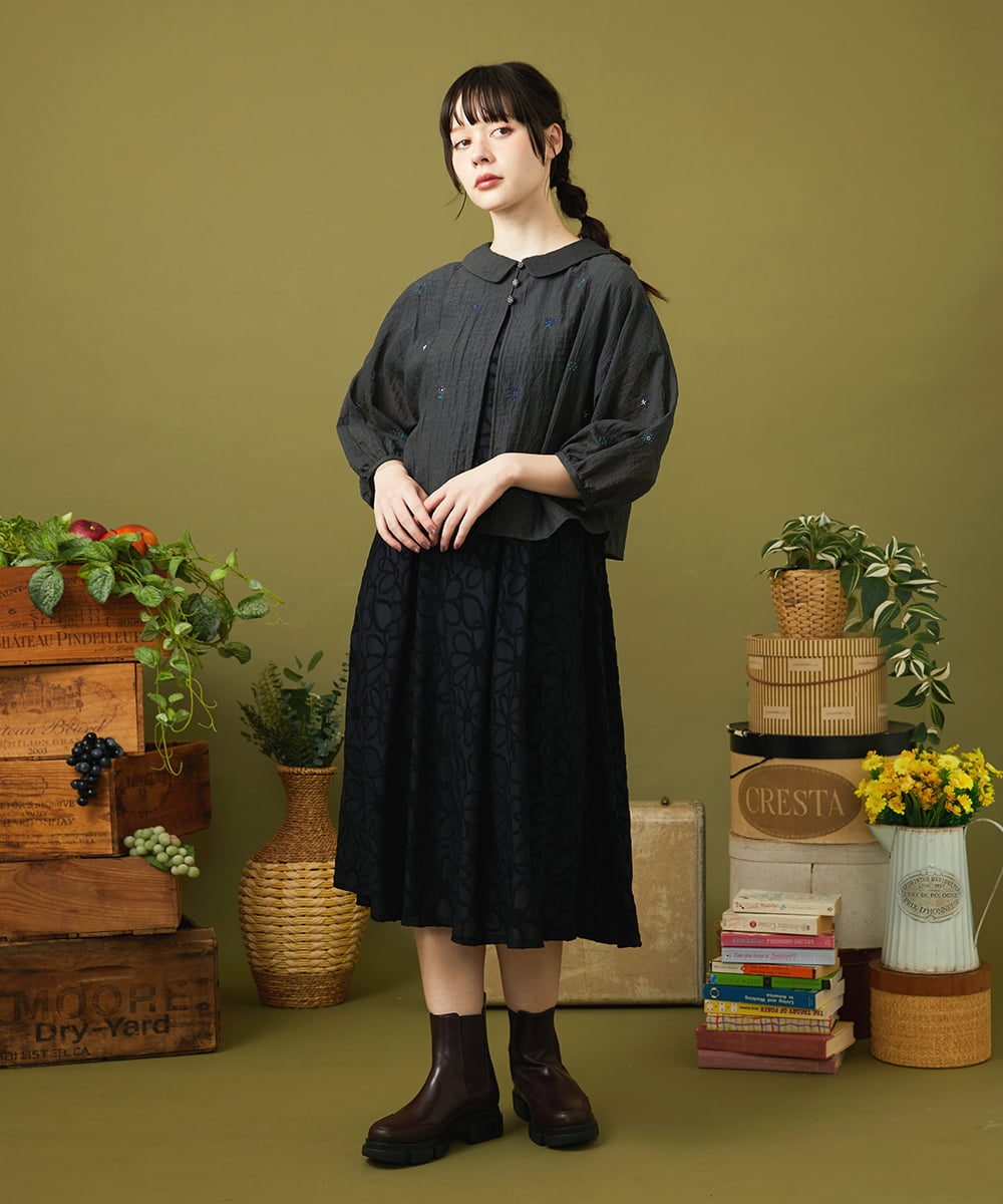 GJJJB52250 Jocomomola(ホコモモラ) テンセルシアーショートジャケット ダークグレー