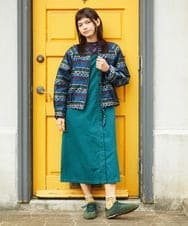 GJJJE03330 Jocomomola(ホコモモラ) Pincelade ジャカードボーダーノーカラージャケット ネイビー