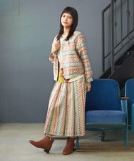 GJJJE03330 Jocomomola(ホコモモラ) Pincelade ジャカードボーダーノーカラージャケット ベージュ
