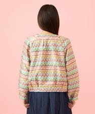 GJJJE03330 Jocomomola(ホコモモラ) Pincelade ジャカードボーダーノーカラージャケット ベージュ
