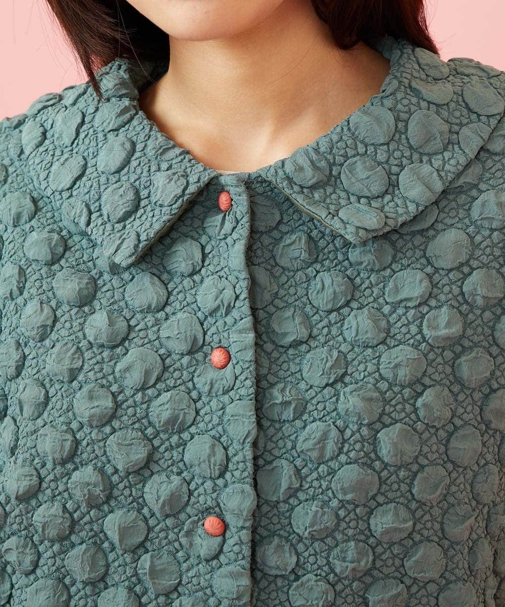 GJJJE40240 Jocomomola(ホコモモラ) Burbuja ドットフクレジャカードライトジャケット グリーン