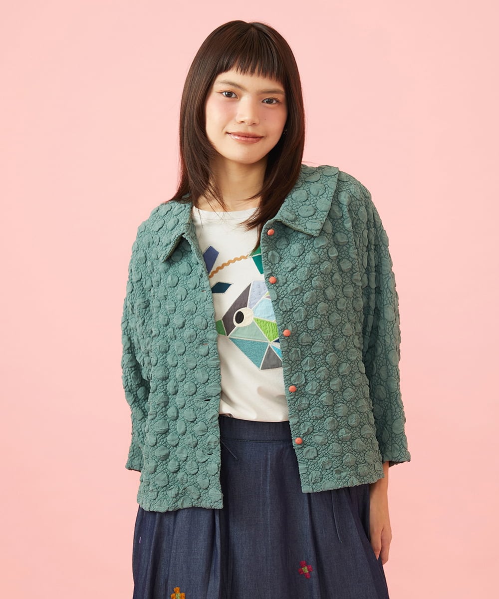 GJJJE40240 Jocomomola(ホコモモラ) Burbuja ドットフクレジャカードライトジャケット グリーン