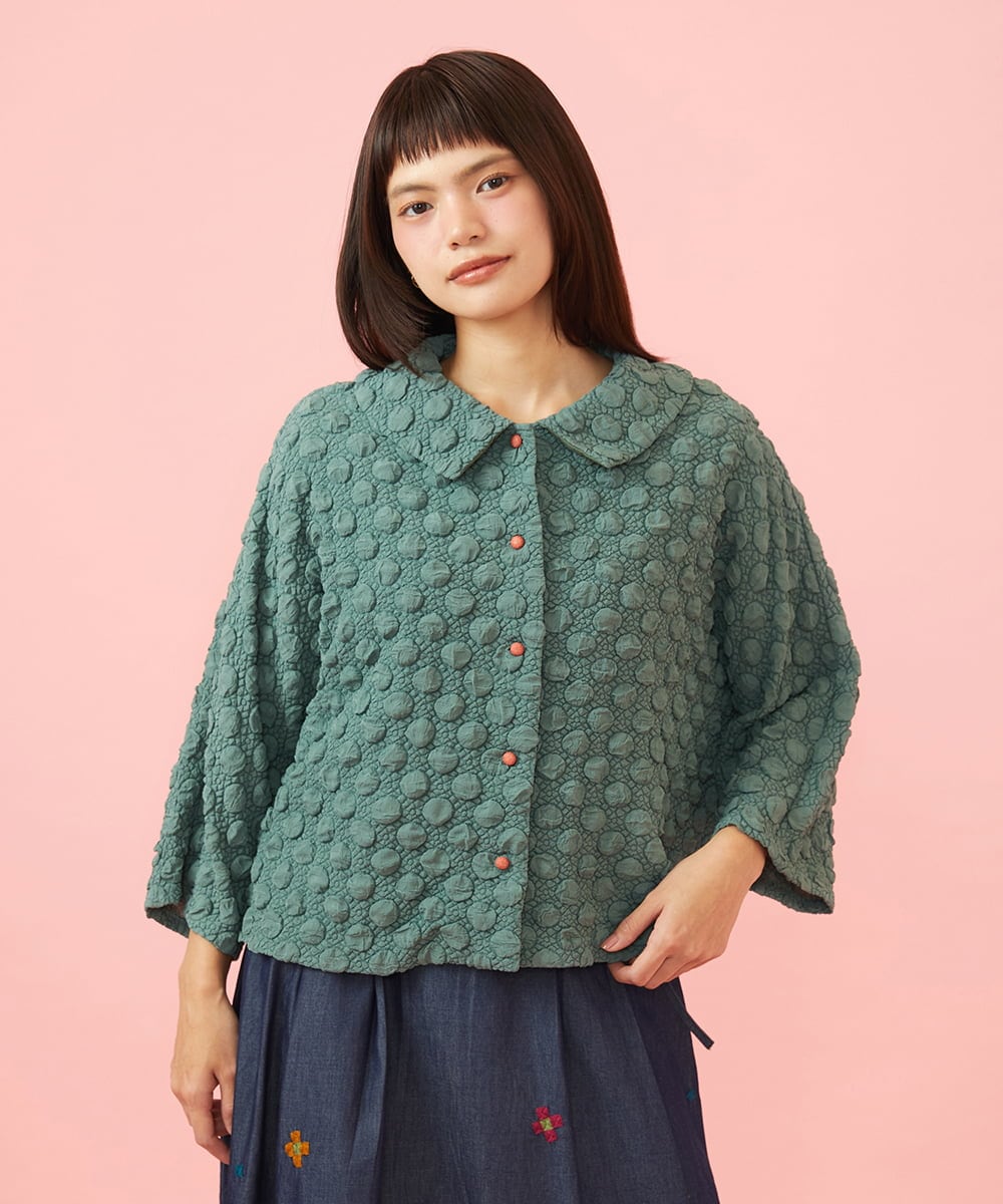 GJJJE40240 Jocomomola(ホコモモラ) Burbuja ドットフクレジャカードライトジャケット グリーン