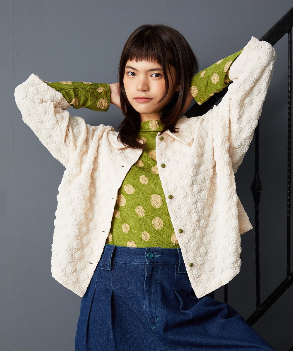 GJJJE40240 Jocomomola(ホコモモラ) Burbuja ドットフクレジャカードライトジャケット アイボリー