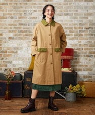 GJJLA34390 Jocomomola(ホコモモラ) コットンツイルステンカラーコート ネイビー