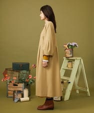 GJJLD01480 Jocomomola(ホコモモラ) Estarcido フラワーアップリケノーカラーロングコート ベージュ