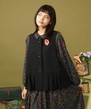 GJJLD02270 Jocomomola(ホコモモラ) Estarcido フラワーブローチ付きジレ ブラック
