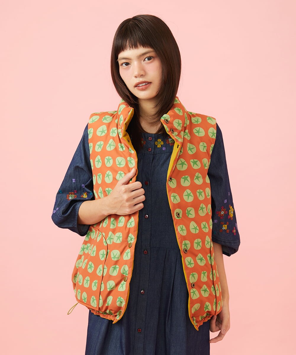 GJJLD31300 Jocomomola(ホコモモラ) 【ダブルポイント】2WAY リバーシブルダウンベスト マスタード